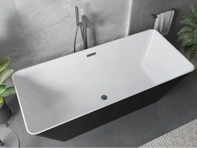 Mexen Velo Slim, voľne stojaca vaňa 170 × 75 cm, biela lesklá, grafitový prepad, 52811707500-66