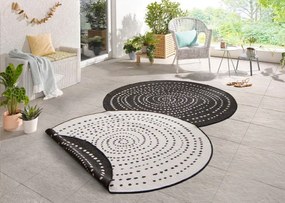 Obojstranný koberec Hanse Home Twin Bali čierny / krémový kruh