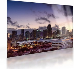 Sklenený obraz metropoly s mrakodrapmi (70x50 cm)