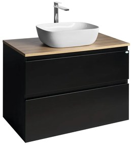 Aqualine Aqualine, ALTAIR skrinka s doskou 87,5 cm, čierna mat/dub emporio, AI690-01