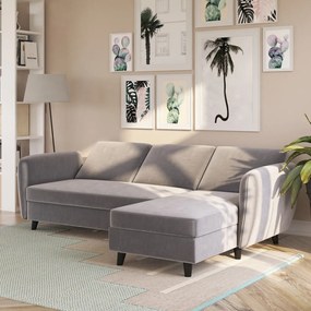 Sivá zamatová rozkladacia rohová pohovka Perry – Støraa