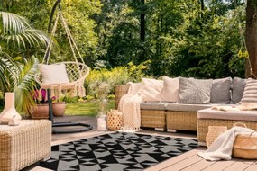 Koberec Šnúrkový SIZAL FLOORLUX 20489 striebor. / čierny Trojuholníky