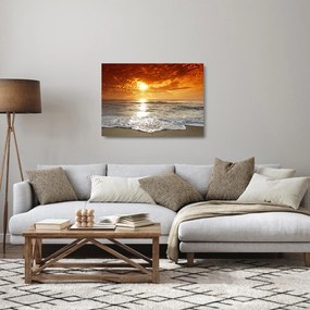 Sklenený obraz západ slnka na Korzike (70x50 cm)