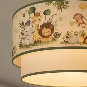 Brilagi-LED Detský závesný luster na lanku BOBO 1xE27/60W/230V pr.40cm krém./zelená/džungľa