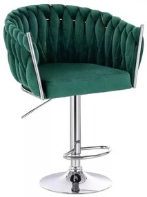 LuxuryForm DESIGN Barová stolička NORDEN VELUR na striebornom tanieri - zelená