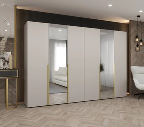 Šatníková skriňa 300 cm Alice 2 (kašmír + zlatá). Akcia -20%. Vlastná spoľahlivá doprava až k Vám domov. 1126200