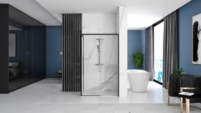 Rea Solar, sprchový kút s posuvnými dverami 90x90 cm + čierna sprchová vanička Savoy, čierna matná, KPL-K6413