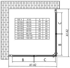 Erga Berlin Double, sprchový kút s dvojitými skladacími dverami 85(dvere) x 90(dvere) x 195 cm, 6mm číre sklo, čierny profil, ERG-V02-BERLIN-D085D090-CL-BK