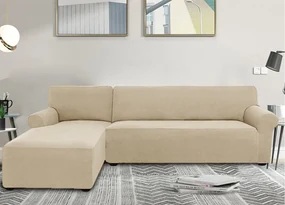 Elastický žakárový poťah pre trojmiestnu rohovú pohovku BestBerg / ľavý / prírodný