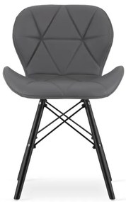 Set dvoch jedálenských stoličiek LAGO ekokoža sivé (čierne nohy) 2ks
