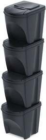 Súprava odpadkových košov SORTEX antracit, objem 4x25l