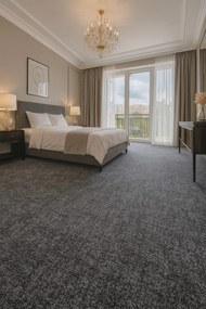 ITC, Metrážny koberec Dobro 97 tmavo šedý, na mieru, šíře 4m, šedá, filc, chodba / predsieň