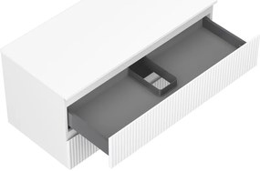 Mexen Rivel, kúpeľňová skrinka 100 cm s hornou časťou, 2 zásuvky, drážkovaná, biela matná, 91A20-10047-2-BFFC01