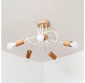 Prisadený luster OXFORD 5xE27/15W/230V borovica/krémová