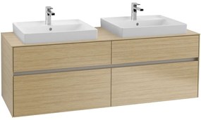 VILLEROY &amp; BOCH Collaro závesná skrinka pod dve umývadlá na dosku, 4 zásuvky, 1600 x 500 x 548 mm, Nordic Oak, C02400VJ
