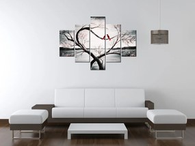 Gario Ručne maľovaný obraz Vtáčia láska - 5 dielny Rozmery: 150 x 105 cm