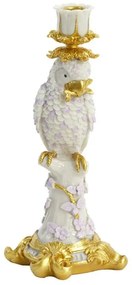 Zlatý antik svietnik s papagájom Lora lilac - 12*11*29 cm