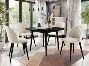 Okrúhly stôl Botiler FI 100 so 4 stoličkami ST100 04, Farby: natura, Farby: čierny, Potah: Magic Velvet 2258