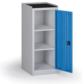 Dielenská skriňa nízka na náradie KOVOS, 2 police, 600 x 505 x 1180 mm, modrá