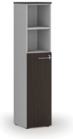 Kombinovaná kancelárska skriňa PRIMO GRAY, dvere na 3 poschodia, 400 x 420 x 1781 mm, sivá/wenge