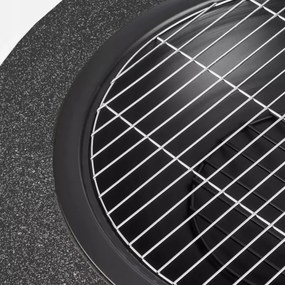 Prenosné ohnisko s roštom 79,5x38 cm, čierna/tmavá žula