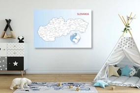 Obraz podrobná mapa Slovenska - 90x60