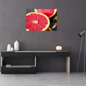 Sklenený obraz rozkrojených grapefruitov (70x50 cm)