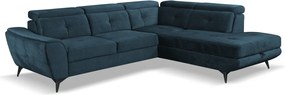 Rohová sedacia súprava Sergio, námornícka modrá látka, pravý roh