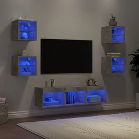 7-dielne TV nástenné skrinky s LED betónovo sivé kompozit.drevo 3216586