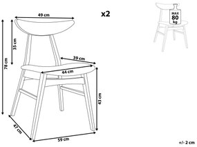 Sada 2 drevených jedálenských stoličiek tmavé drevo/biela LYNN Beliani