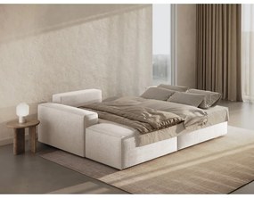 Biela rozkladacia rohová pohovka z textílie bouclé (ľavý roh) Jodie – Micadoni Home