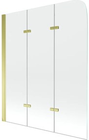 Mexen FELIX, vaňová zástena, 3-krídlová, 120 x 140 cm, zlatá-transparentná, 890-120-003-50-00