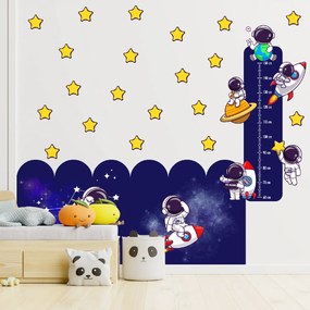 240x120cm Astronauti - sada textilných nálepiek na stenu Veľkosť oblúkovej tapety: 180 cm