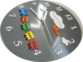 SENTOP | Nástenné hodiny pre deti vlak farby sivá | SENTOP FL-z97- X0052 -RAL7011 analógové