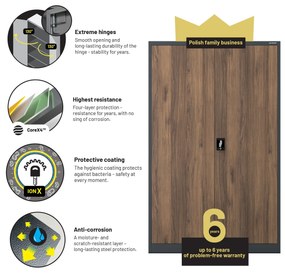 Kancelárska kovová skrinka na dokumenty JAN II, Eco Design: antracit/orech