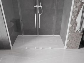 Mexen Velar Duo, posuvné dvere do otvoru 200x200 cm, 8mm číre sklo, biela, 871-200-000-02-20