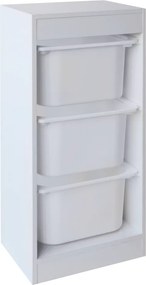 Regál s úložnými boxami, biela, DUVAN
