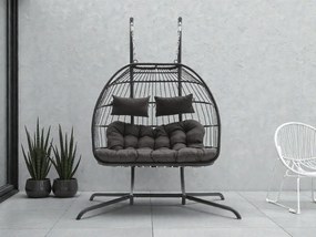 Závesné hojdacie dvojkreslo CUBA čierne - sivé vankúše