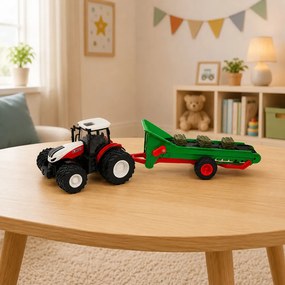 LEAN Toys Poľnohospodársky traktor s dopravníkovým pásom, diaľkovo ovládaný RC, s balíkom a svetlami, mierka 1:24