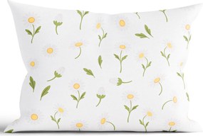 Bavlnená obliečka na vankúš Renforcé 40 × 60 cm - Sedmokrásky biele