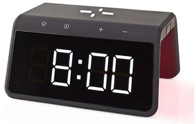 Nedis WCACQ30BK - Budík s LCD a bezdrôtovou nabíjačkou 15W/5V čierny