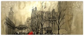 Obraz - Skica mestečka (120x50 cm)
