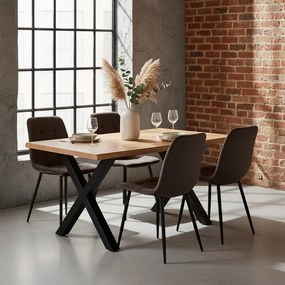 Jedálenský set 4x stoličky + stôl 140 cm AVENBERG LIVE EDGE