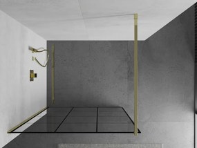 Mexen Kioto sprchová zástena 120x200 cm 8 mm, zlatý profil, sklo čierny vzor 1, 800-120-101-01-77