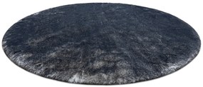 Okrúhly prateľný koberec LAPIN shaggy, čierny/ slonovinová kosť