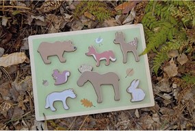 Jabadabado Drevené vkladacie puzzle – Lesné zvieratá 7 ks | Montessori edukatívna hračka pre deti