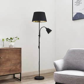 Lindby Somana stojaca lampa, textil, tvar kužeľa