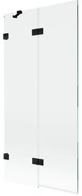 Mexen Lunar, 2-krídlová vaňová zástena ľavá 90 x 150 cm, číre sklo, čierna matná, 897-090-100-70-00-L