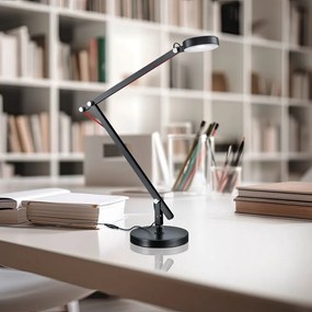 Čierna LED stolová lampa s ohýbateľnou konštrukciou (výška 90 cm) Amsterdam – Trio