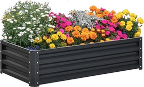 Outsunny Oceľový Zvedený Záhon, Záhon v Studenej Rámovej Systéme s Otvoreným Dnom, Kvetinový Záhon, Záhon na Zeleninu 120x60x30,5 cm pre Záhradu, Balk